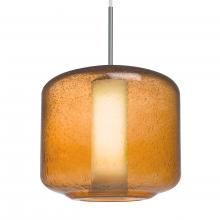 Besa Lighting 1JT-NILES10AO-SN-L - Besa Niles 10 Pendant, Amber Bubble/Opal, Satin Nickel Finish, 1x60W Medium Base T10,