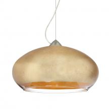 Besa Lighting 1KX-4345GF-LED-SN-L - Besa Brio 14 Cable Pendant Satin Nickel Gold Foil 1x9W LED, 15Ft. Cord