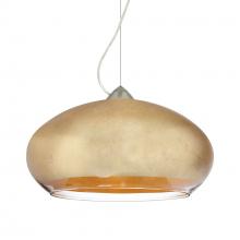 Besa Lighting 1KX-4345GF-SN-L - Besa Brio 14 Cable Pendant Satin Nickel Gold Foil 1x75W Medium Base, 15Ft. Cord