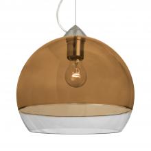 Besa Lighting 1KX-ALLY12AM-SN-L - Besa, Ally 12 Cable Pendant, Amber/Clear, Satin Nickel Finish, 1x60W Medium Base, 15Ft. Cable