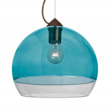 Besa Lighting 1KX-ALLY12BL-BR-L - Besa, Ally 12 Cable Pendant, Coral Blue/Clear, Bronze Finish, 1x60W Medium Base, 15Ft. Cable