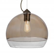 Besa Lighting 1KX-ALLY12SM-EDIL-BR-L - Besa, Ally 12 Cable Pendant, Smoke/Clear, Bronze Finish, 1x5W LED Filament, 15Ft. Cable