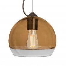 Besa Lighting 1KX-ALLY8AM-EDIL-BR-L - Besa, Ally 8 Cable Pendant, Amber/Clear, Bronze Finish, 1x5W LED Filament, 15Ft. Cable