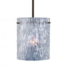 Besa Lighting 1TT-400600-LED-BR-L - Besa Tamburo 8 Pendant Clear Stone Bronze 1x11W LED, 15Ft. Cord