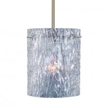 Besa Lighting 1TT-400600-SN-L - Besa Stem Pendant Tamburo 8 Satin Nickel Clear Stone 1x100W Medium Base, 15Ft. Cord