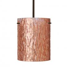 Besa Lighting 1TT-4006CS-BR-L - Besa Stem Pendant Tamburo 8 Bronze Stone Copper Foil 1x100W Medium Base, 15Ft. Cord