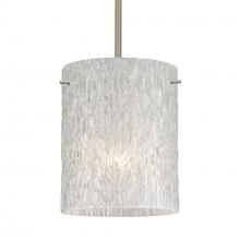 Besa Lighting 1TT-4006GL-SN-L - Besa Stem Pendant Tamburo 8 Satin Nickel Glitter Stone 1x100W Medium Base, 15Ft. Cord