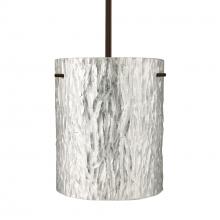 Besa Lighting 1TT-4006SS-BR-L - Besa Stem Pendant Tamburo 8 Bronze Stone Silver Foil 1x100W Medium Base, 15Ft. Cord