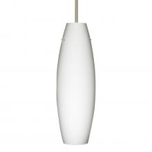 Besa Lighting 1TT-412707-SN-L - Besa Stem Pendant Suzi 18 Satin Nickel Opal Matte 1x150W Medium Base A21, 15Ft. Cord