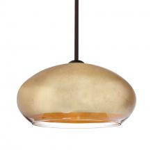 Besa Lighting 1TT-4345GF-LED-BR-L - Besa Brio 14 Stem Pendant Bronze Gold Foil 1x9W LED, 15Ft. Cord