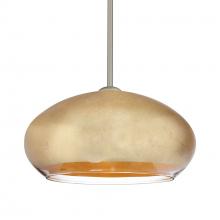 Besa Lighting 1TT-4345GF-SN-L - Besa Brio 14 Stem Pendant Satin Nickel Gold Foil 1x75W Medium Base, 15Ft. Cord
