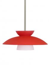 Besa Lighting 1TT-451331-SN-L - Besa Trilo 15 Stem Pendant Satin Nickel Red Matte 1x75W Medium Base, 15Ft. Cord