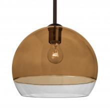 Besa Lighting 1TT-ALLY12AM-BR-L - Besa, Ally 12 Stem Pendant, Amber/Clear, Bronze Finish, 1x60W Medium Base, 15Ft. Stem