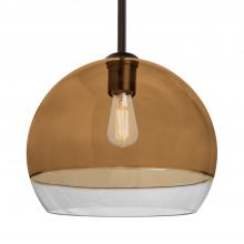 Besa Lighting 1TT-ALLY12AM-EDIL-BR-L - Besa, Ally 12 Stem Pendant, Amber/Clear, Bronze Finish, 1x5W LED Filament, 15Ft. Stem