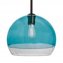 Besa Lighting 1TT-ALLY12BL-EDIL-BR-L - Besa, Ally 12 Stem Pendant, Coral Blue/Clear, Bronze Finish, 1x5W LED Filament, 15Ft. Stem