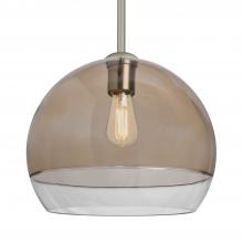 Besa Lighting 1TT-ALLY12SM-EDIL-SN-L - Besa, Ally 12 Stem Pendant, Smoke/Clear, Satin Nickel Finish, 1x5W LED Filament, 15Ft. Stem