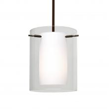 Besa Lighting 1TT-C00607-BR-L - Besa Stem Pendant Pahu 8 Bronze Clear/Opal 1x100W Medium Base, 15Ft. Cord