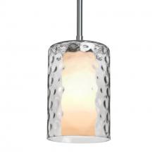 Besa Lighting 1TT-ESACL-LED-SN-L - Besa, Esa Stem Pendant, Clear, Satin Nickel Finish, 1x5W LED, 15Ft. Stem