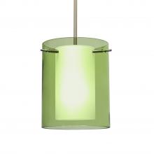 Besa Lighting 1TT-L00607-SN-L - Besa Stem Pendant Pahu 8 Satin Nickel Transparent Olive/Opal 1x100W Medium Base, 15Ft