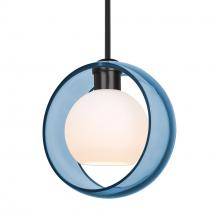 Besa Lighting 1TT-MANABL-LED-BK - Besa Mana Pendant, Blue/Opal, Black Finish, 1x9W LED