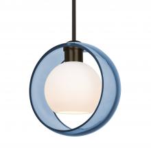 Besa Lighting 1TT-MANABL-LED-BR-L - Besa Mana Pendant, Blue/Opal, Bronze Finish, 1x9W LED, 15Ft. Cord