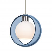 Besa Lighting 1TT-MANABL-SN-L - Besa Mana Pendant, Blue/Opal, Satin Nickel Finish, 1x60W Medium Base, 15Ft. Cord