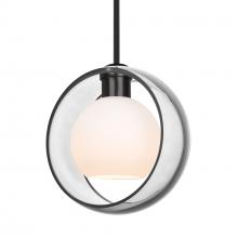 Besa Lighting 1TT-MANACL-LED-BK - Besa Mana Pendant, Clear/Opal, Black Finish, 1x9W LED