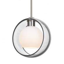 Besa Lighting 1TT-MANACL-LED-SN-L - Besa Mana Pendant, Clear/Opal, Satin Nickel Finish, 1x9W LED, 15Ft. Cord
