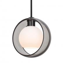 Besa Lighting 1TT-MANASM-LED-BK - Besa Mana Pendant, Smoke/Opal, Black Finish, 1x9W LED