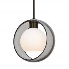 Besa Lighting 1TT-MANASM-LED-BR-L - Besa Mana Pendant, Smoke/Opal, Bronze Finish, 1x9W LED, 15Ft. Cord