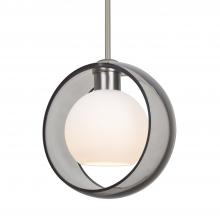 Besa Lighting 1TT-MANASM-SN-L - Besa Mana Pendant, Smoke/Opal, Satin Nickel Finish, 1x60W Medium Base, 15Ft. Cord