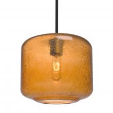 Besa Lighting 1TT-NILES10AM-EDIL-BK - Besa Niles 10 Pendant, Amber Bubble, Black Finish, 1x4W LED Filament