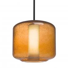 Besa Lighting 1TT-NILES10AO-LED-BK - Besa Niles 10 Pendant, Amber Bubble/Opal, Black Finish, 1x5W LED