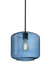 Besa Lighting 1TT-NILES10BL-EDIL-BR-L - Besa Niles 10 Pendant, Blue Bubble, Bronze Finish, 1x4W LED Filament, 15Ft. Cord