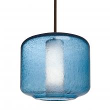 Besa Lighting 1TT-NILES10BO-LED-BR-L - Besa Niles 10 Pendant, Blue Bubble/Opal, Bronze Finish, 1x5W LED, 15Ft. Cord