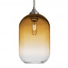 Besa Lighting 1TT-OMEGA12AM-SN-L - Besa, Omega 12 Stem Pendant, Amber/Clear, Satin Nickel Finish, 1x60W Medium Base, 15Ft. Cord