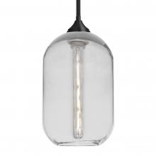 Besa Lighting 1TT-OMEGA12CL-EDIL-BK - Besa, Omega 12 Stem Pendant, Clear, Black Finish, 1x5W LED Filament