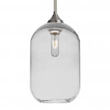 Besa Lighting 1TT-OMEGA12CL-SN-L - Besa, Omega 12 Stem Pendant, Clear, Satin Nickel Finish, 1x60W Medium Base, 15Ft. Cord