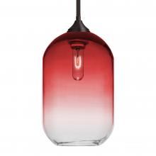 Besa Lighting 1TT-OMEGA12RD-BR-L - Besa, Omega 12 Stem Pendant, Red/Clear, Bronze Finish, 1x60W Medium Base, 15Ft. Cord