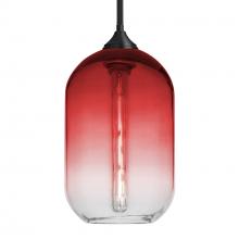 Besa Lighting 1TT-OMEGA12RD-EDIL-BK - Besa, Omega 12 Stem Pendant, Red/Clear, Black Finish, 1x5W LED Filament
