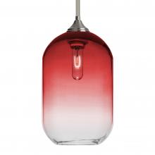 Besa Lighting 1TT-OMEGA12RD-SN-L - Besa, Omega 12 Stem Pendant, Red/Clear, Satin Nickel Finish, 1x60W Medium Base, 15Ft. Cord