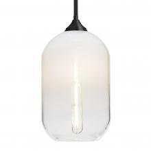 Besa Lighting 1TT-OMEGA12WH-EDIL-BK - Besa, Omega 12 Stem Pendant, White/Clear, Black Finish, 1x5W LED Filament