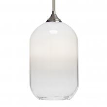 Besa Lighting 1TT-OMEGA12WH-SN-L - Besa, Omega 12 Stem Pendant, White/Clear, Satin Nickel Finish, 1x60W Medium Base, 15Ft. Cord