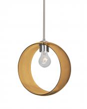 Besa Lighting 1TT-PLATOAM-SN-NI-L - Besa, Plato Stem Pendant, Amber, Satin Nickel Finish, 1x60W Medium Base, 15Ft. Cord