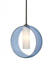 Besa Lighting 1TT-PLATOBL-LED-BR-L - Besa, Plato Stem Pendant, Blue/Opal, Bronze Finish, 1x5W LED, 15Ft. Cord