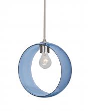 Besa Lighting 1TT-PLATOBL-SN-NI-L - Besa, Plato Stem Pendant, Blue, Satin Nickel Finish, 1x60W Medium Base, 15Ft. Cord