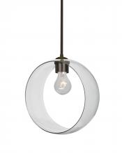 Besa Lighting 1TT-PLATOCL-BR-NI-L - Besa, Plato Stem Pendant, Clear, Bronze Finish, 1x60W Medium Base, 15Ft. Cord