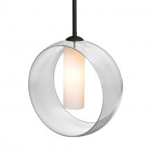 Besa Lighting 1TT-PLATOCL-LED-BK - Besa, Plato Stem Pendant, Clear/Opal, Black Finish, 1x5W LED