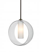 Besa Lighting 1TT-PLATOCL-LED-BR-L - Besa, Plato Stem Pendant, Clear/Opal, Bronze Finish, 1x5W LED, 15Ft. Cord