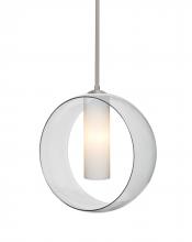 Besa Lighting 1TT-PLATOCL-LED-SN-L - Besa, Plato Stem Pendant, Clear/Opal, Satin Nickel Finish, 1x5W LED, 15Ft. Cord